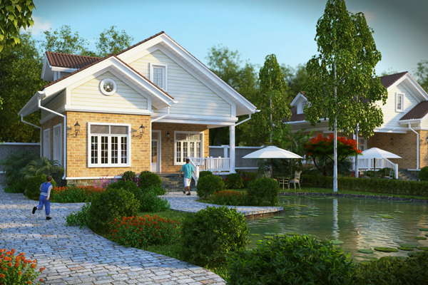 Mẫu hồ cá koi biệt thự tân cổ điển